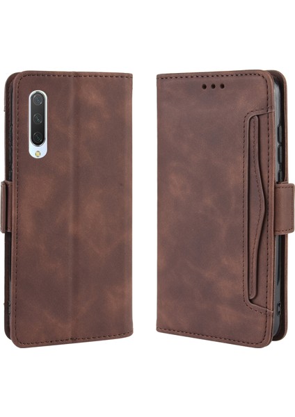 Cüzdan Deri Stand Telefon Muhafazası Xiaomi Mi 9-Brown Için Birden Fazla Kart Yuvası (Yurt Dışından)
