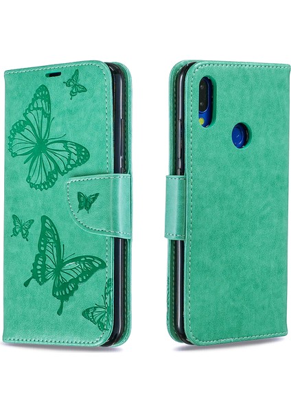 Xiaomi Redmi Için Not 7s /not 7 /note 7 Pro (Hindistan) Pu Deri Dergi Kelebekler Telefon Kılıf Yeşil (Yurt Dışından) fırsatları