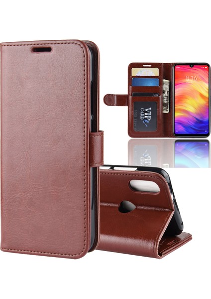 Crazy Horse Pu Deri Stand Cüzdan Flip Casing Xiaomi Redmi Not 7s /not 7 /not 7 Pro (Hindistan) -Brown (Yurt Dışından)