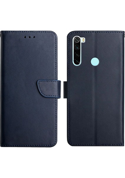 Nappa Doku Orijinal Deri Derek Renkli Cüzdan Xiaomi Redmi Için Telefon Kapak Kılıfı Not 8/not 8 2021-BLUE (Yurt Dışından)