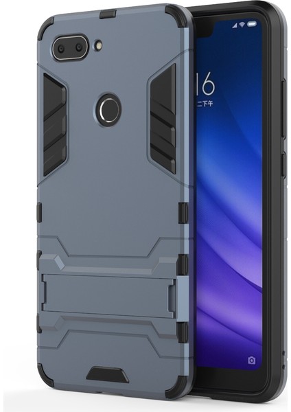 Serin Koruma Kickstand Pc Tpu Cep Telefon Kapağı Xiaomi Mi 8 Lite/xiaomi Mi 8 Gençlik (Mı 8x) -Dark Mavi (Yurt Dışından)