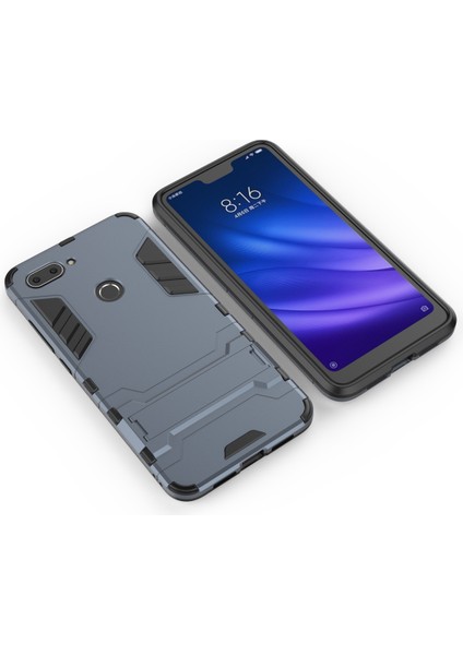Serin Koruma Kickstand Pc Tpu Cep Telefon Kapağı Xiaomi Mi 8 Lite/xiaomi Mi 8 Gençlik (Mı 8x) -Dark Mavi (Yurt Dışından)