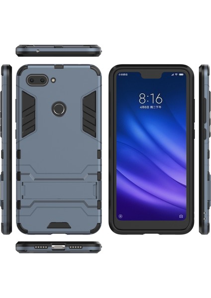 Serin Koruma Kickstand Pc Tpu Cep Telefon Kapağı Xiaomi Mi 8 Lite/xiaomi Mi 8 Gençlik (Mı 8x) -Dark Mavi (Yurt Dışından)