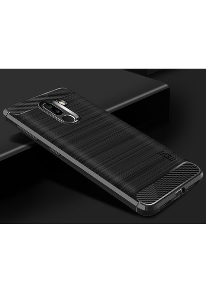 Karbon Fiber Doku Fırçalı Tpu Koruma Korusu Xiaomi Pocophone F1/poco F1 (Hindistan) -Black (Yurt Dışından)