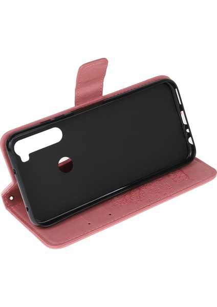 Baskı Ağacı Baykuş Pu Deri Cüzdan Telefon Kapağı Stand ile Xiaomi Redmi Not 8-Pink (Yurt Dışından)