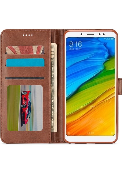 Deri Cüzdan Standı Xiaomi Redmi Note 5 Pro (Çift Kamera)/redmi Note 5 (Çin) -Coffee Için Mobil Koruma Çantası (Yurt Dışından)