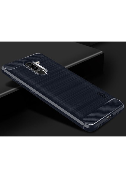 Karbon Fiber Doku Fırçalı Tpu Kasa Kapak Xıaomı Pocophone F1/poco F1 (Hindistan) -Dark Mavi (Yurt Dışından)