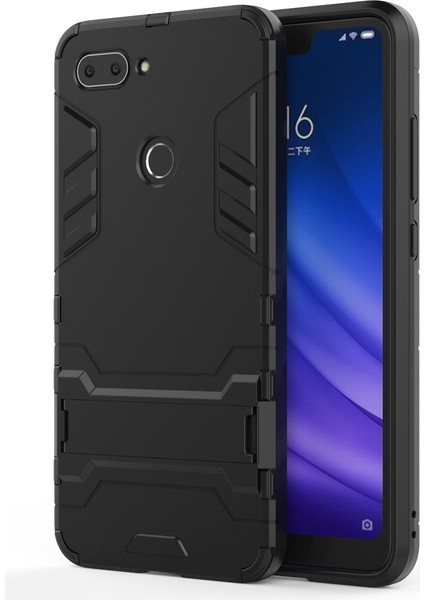 Serin Koruma Kickstand Pc Tpu Hibrit Kılıfı Xiaomi Mi 8 Lite/xiaomi Mi 8 Genç (Mı 8x) -Black (Yurt Dışından)