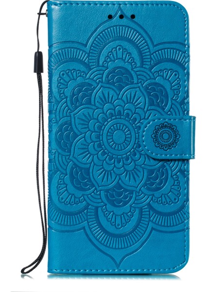 Xiaomi Redmi Için Not 7s/not 7/note 7 Pro (Hindistan) Baskı Mandala Çiçek Deri Cüzdanı Kapak Telefon Kılıf Mavisi (Yurt Dışından)
