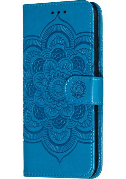 Xiaomi Redmi Için Not 7s/not 7/note 7 Pro (Hindistan) Baskı Mandala Çiçek Deri Cüzdanı Kapak Telefon Kılıf Mavisi (Yurt Dışından)