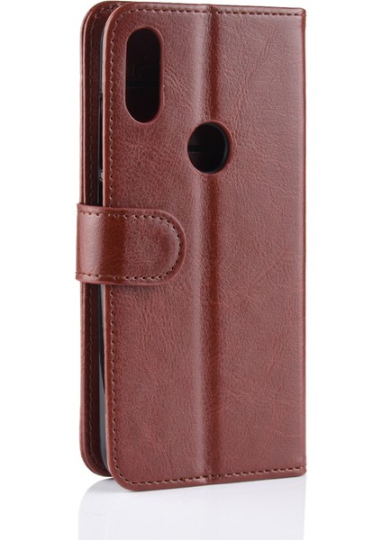 Crazy Horse Pu Deri Stand Cüzdan Flip Casing Xiaomi Redmi Not 7s /not 7 /not 7 Pro (Hindistan) -Brown (Yurt Dışından)