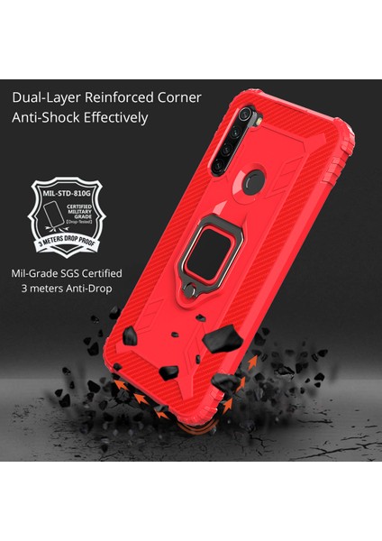 Parmak Kickstand Shockproof Tpu Koruyucu Telefon Kılıfı Xiaomi Redmi Note 8t-Red Için (Yurt Dışından)