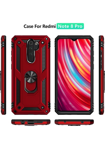 Pc+Tpu Kickstand Mobil Kapak Xiaomi Redmi Note 8 Pro-Kırmızı (Yurt Dışından)