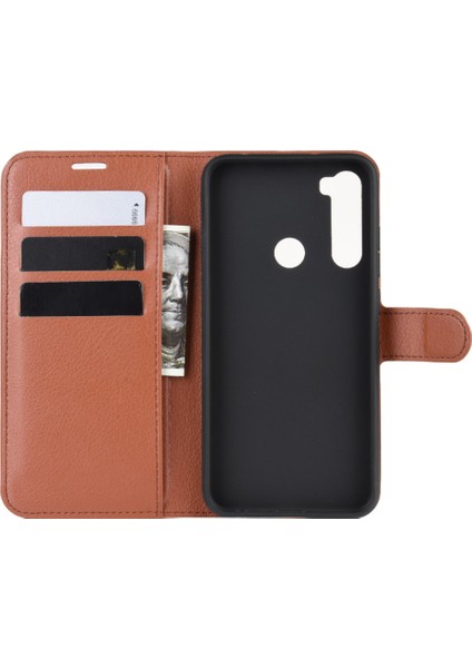 Xiaomi Redmi Için Litchi Cilt Tasarım Deri Kılıfı Not 8t-Brown (Yurt Dışından)
