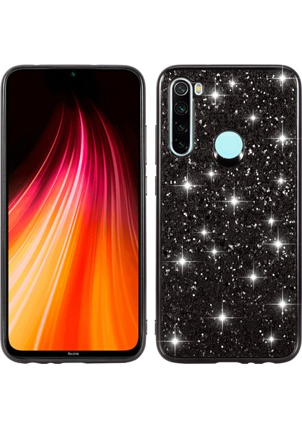 Parlak Işıltılı Pc Geri+Tpu Çerçeve Xiaomi Redmi Için Mobil Muhafaza Not 8-Black (Yurt Dışından)