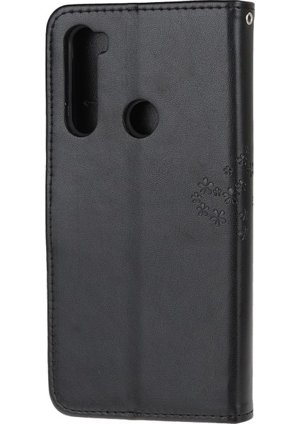 Baskı Ağacı Baykuş Cüzdan Standı Deri Kapak Xiaomi Redmi Not 8t-Black (Yurt Dışından)