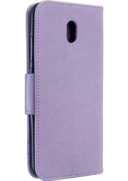 Xiaomi Redmi 8A-SPURPLE Için Kelebek Deri Cüzdan Stand Kılıfı (Yurt Dışından)