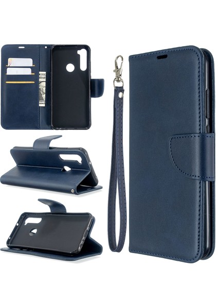 Xiaomi Redmi Için Pu Deri Cüzdan Stand Kılıf Kapağı Not 8t-Blue (Yurt Dışından)