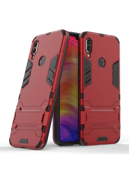 Xiaomi Redmi Için Kickstand ile Plastik+Tpu Hibrit Telefon Kılıfı Not 7s /not 7 /not 7 Pro (Hindistan) -Red (Yurt Dışından)