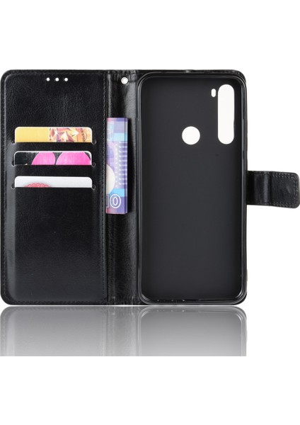 Xiaomi Için Çılgın At Derisi Deri Kaplama Not 8-Siyah (Yurt Dışından)