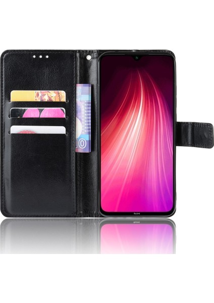 Xiaomi Için Çılgın At Derisi Deri Kaplama Not 8-Siyah (Yurt Dışından)
