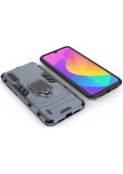 Serin Koruma Halka Tutucu Kickstand Plastik Tpu Combo Kılıf Xiaomi Mi 9 Lite/ Mi Cc9/ Mi Cc9 Meitu Edition-Blue (Yurt Dışından)