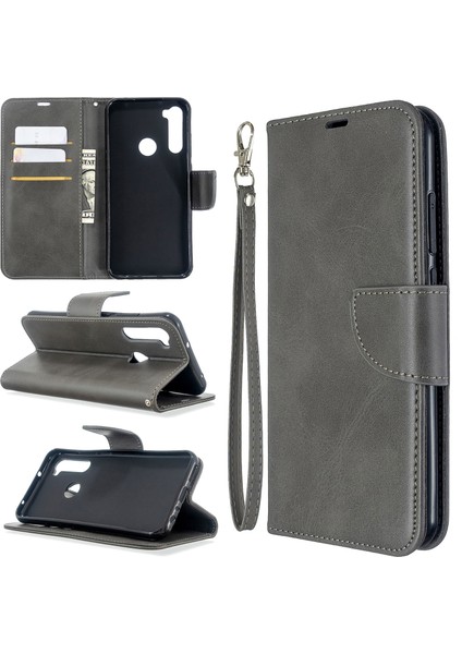 Xiaomi Redmi Için Pu Deri Cüzdan Stand Kılıf Kapağı Not 8t-Grey (Yurt Dışından)