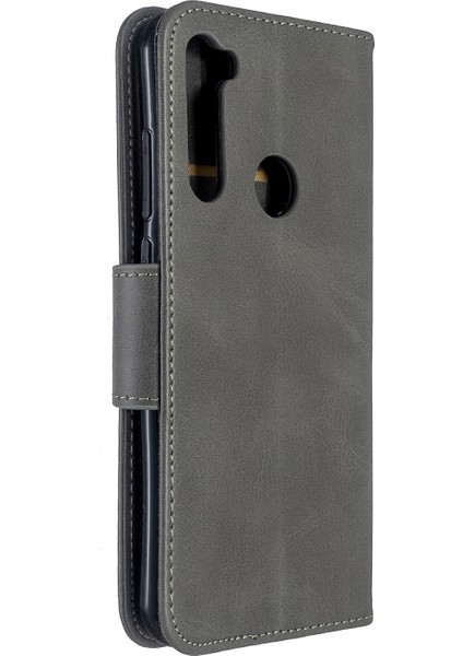 Xiaomi Redmi Için Pu Deri Cüzdan Stand Kılıf Kapağı Not 8t-Grey (Yurt Dışından)