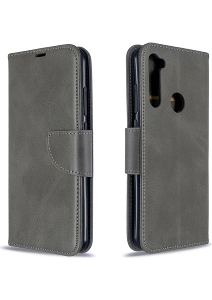 Xiaomi Redmi Için Pu Deri Cüzdan Stand Kılıf Kapağı Not 8t-Grey (Yurt Dışından)