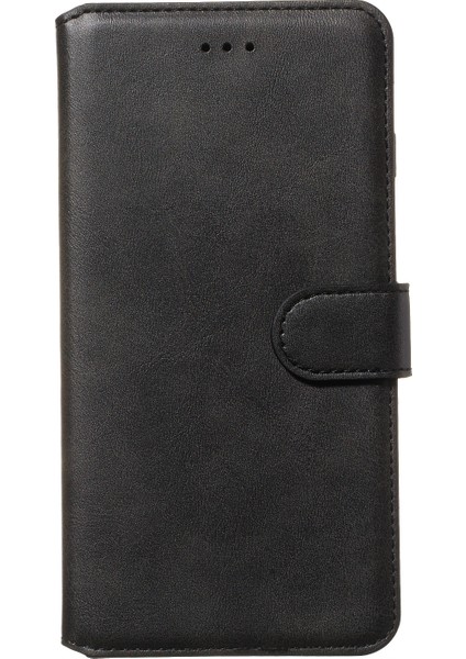 Xiaomi Redmi 7A-BLACK Için Standlı Düz ​​renkli Cüzdan Manyetik Deri Kabuk (Yurt Dışından)