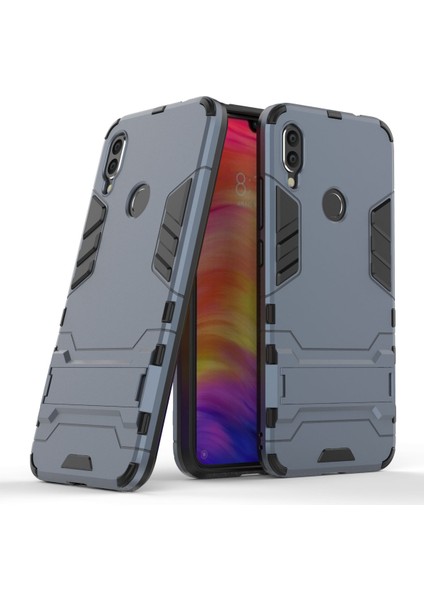 Xiaomi Redmi Için Kickstand ile Plastik+Tpu Combo Kapak Kılıfı Not 7s /not 7 /not 7 Pro (Hindistan) -Dark Blue (Yurt Dışından)
