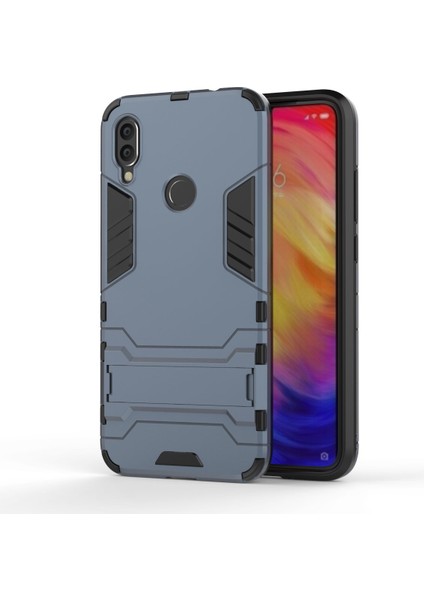 Xiaomi Redmi Için Kickstand ile Plastik+Tpu Combo Kapak Kılıfı Not 7s /not 7 /not 7 Pro (Hindistan) -Dark Blue (Yurt Dışından)