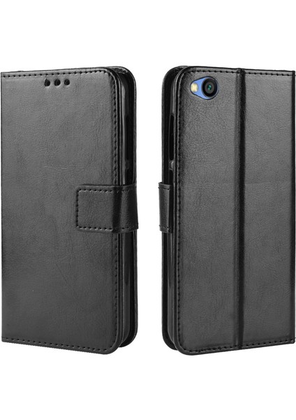 Çılgın At Cüzdanı Stand Deri Kılıfı Xiaomi Redmi Go-Black Için Kayış (Yurt Dışından)