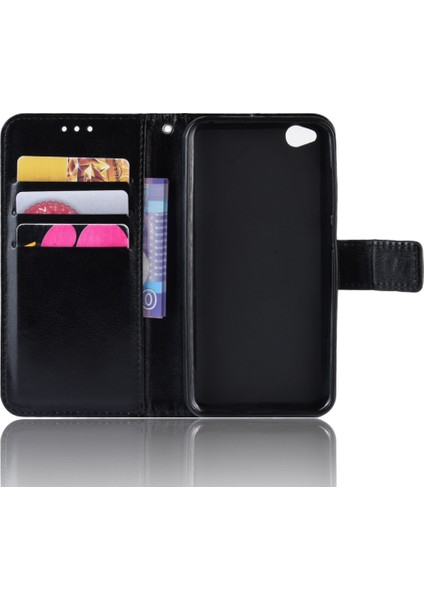 Çılgın At Cüzdanı Stand Deri Kılıfı Xiaomi Redmi Go-Black Için Kayış (Yurt Dışından)