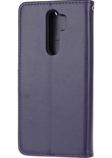 Xiaomi Redmi Için Kelebek Çiçek Deri Cüzdan Gövde Not 8 Pro-Dark Mor (Yurt Dışından)