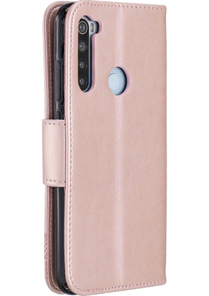 Xiaomi Redmi Için Kelebek Stand Deri Cüzdan Kılıfı Not 8-Rose Altın (Yurt Dışından)