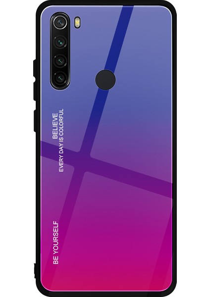Gradyan Renk Cam+Pc+Tpu Hibrit Kılıf Xiaomi Redmi Note 8-Blue Gül (Yurt Dışından)