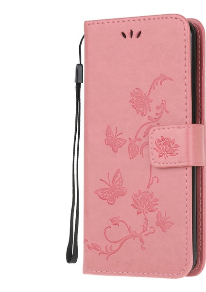Xiaomi Redmi Için Kelebek Çiçek Deri Cüzdan Gövde Not 8 Pro-Pink (Yurt Dışından)
