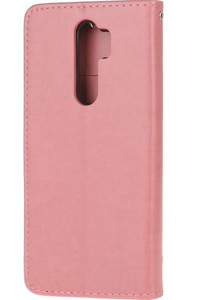 Xiaomi Redmi Için Kelebek Çiçek Deri Cüzdan Gövde Not 8 Pro-Pink (Yurt Dışından)
