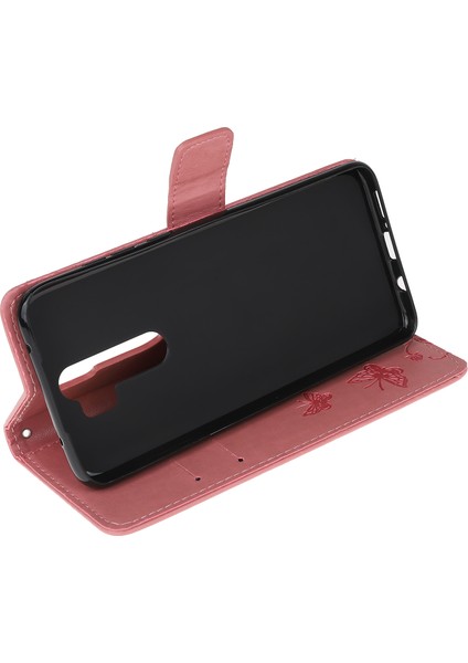 Xiaomi Redmi Için Kelebek Çiçek Deri Cüzdan Gövde Not 8 Pro-Pink (Yurt Dışından)