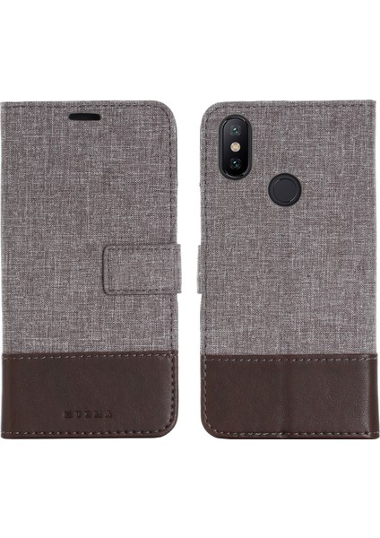 Xiaomi Mi A2/mi 6x-Brown Için Pu Deri Tuval Ekleme Standı Mobil Kabuk (Yurt Dışından)