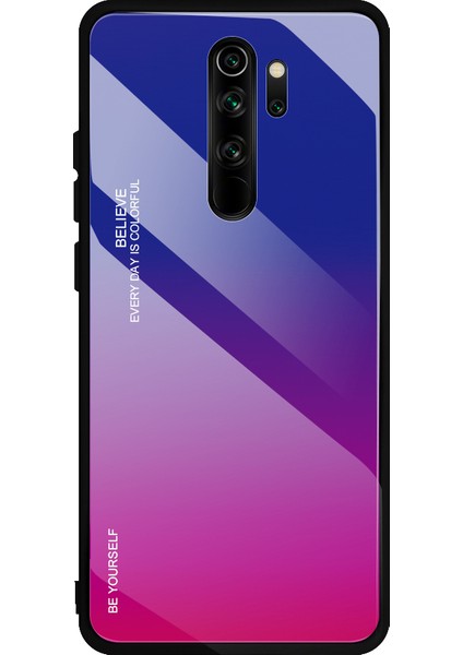 4U Sky Xiaomi Redmi Için Gradyan Renk Temsillenmiş Cam Tpu+Pc Hücre Kabuğu Not 8 Pro-Mavi Mor (Yurt Dışından)