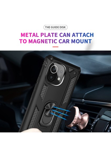 Hibrid Pc+Tpu Telefon Kılıfı Kabuk Xiaomi Mi Için 11-Black Için Anti-Fall Parmak Yüzük Kickstand (Yurt Dışından)