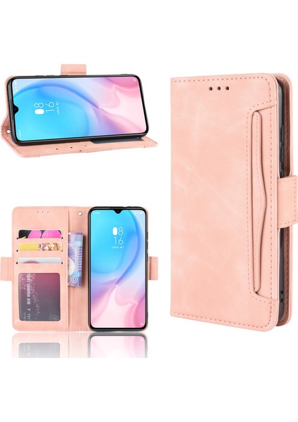 Cüzdan Standı Deri Telefon Kasası Xiaomi Mi CC9E/MI A3-Pink Için Birden Fazla Kart Yuvası ile (Yurt Dışından)