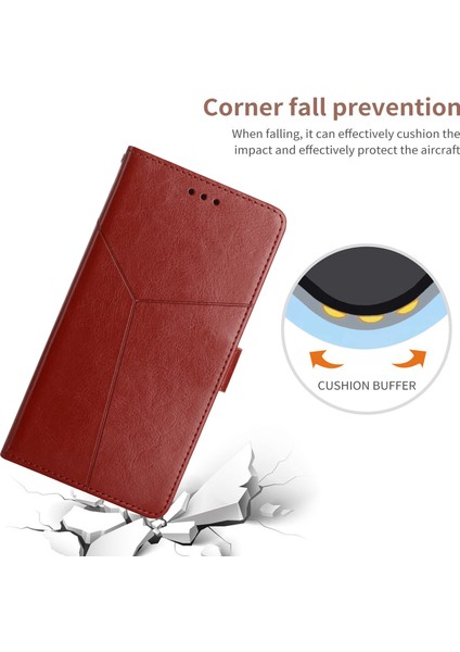 Yumuşak Iç Tpu ve Dış Pu Deri Y Şeklinde Hat Baskı Şok Emilmiş Telefon Cüzdanı Kabuk Stant Örtüsü Xiaomi Redmi Not 8 2021-DARK Kırmızı (Yurt Dışından)