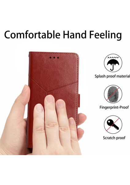 Yumuşak Iç Tpu ve Dış Pu Deri Y Şeklinde Hat Baskı Şok Emilmiş Telefon Cüzdanı Kabuk Stant Örtüsü Xiaomi Redmi Not 8 2021-DARK Kırmızı (Yurt Dışından)
