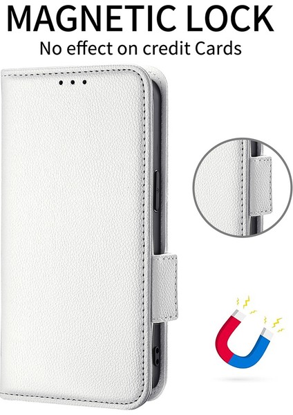 Litchi Doku Pu Deri+Tpu Tampon Stand Kapağı Cüzdanlı Tam Koruyucu Telefon Kasası Xiaomi Redmi Not 8/not 8 2021-BEYAZ (Yurt Dışından)