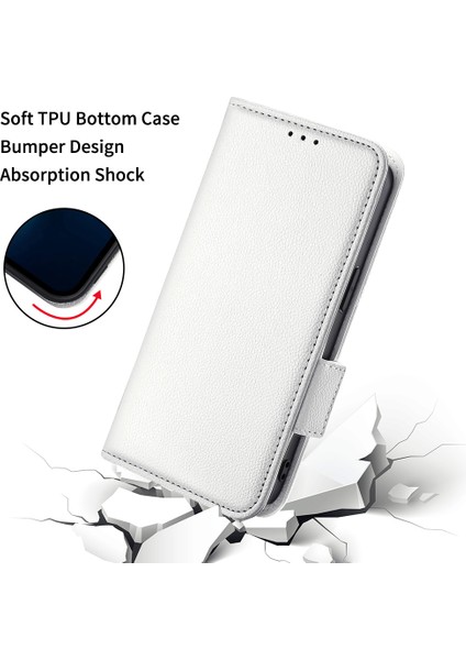 Litchi Doku Pu Deri+Tpu Tampon Stand Kapağı Cüzdanlı Tam Koruyucu Telefon Kasası Xiaomi Redmi Not 8/not 8 2021-BEYAZ (Yurt Dışından)