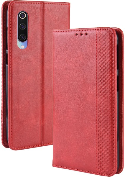 Xiaomi Mi 9-Kırmızı Için Vintage Stil Pu Deri Cüzdan Telefon Kasası (Yurt Dışından)
