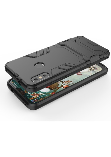 Shockproof Pc+Tpu Hibrid Kickstand Telefon Muhafaza Kapağı Xiaomi Mi A2 Lite/redmi 6 Pro-Black (Yurt Dışından)